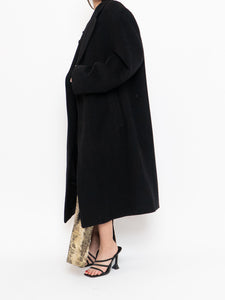 Vintage x Black Wool-Blend Long Blazer Coat (S-XL)