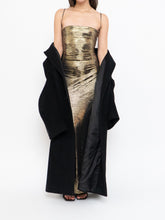 Load image into Gallery viewer, Vintage x Made in USA x MAXIM Gold Snakeskin Fitted Dress (S-M)