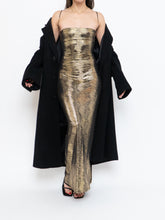 Load image into Gallery viewer, Vintage x Made in USA x MAXIM Gold Snakeskin Fitted Dress (S-M)