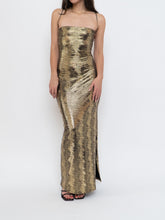Load image into Gallery viewer, Vintage x Made in USA x MAXIM Gold Snakeskin Fitted Dress (S-M)