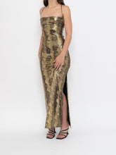 Load image into Gallery viewer, Vintage x Made in USA x MAXIM Gold Snakeskin Fitted Dress (S-M)