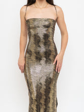Load image into Gallery viewer, Vintage x Made in USA x MAXIM Gold Snakeskin Fitted Dress (S-M)