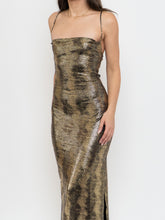 Load image into Gallery viewer, Vintage x Made in USA x MAXIM Gold Snakeskin Fitted Dress (S-M)