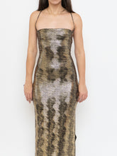Load image into Gallery viewer, Vintage x Made in USA x MAXIM Gold Snakeskin Fitted Dress (S-M)