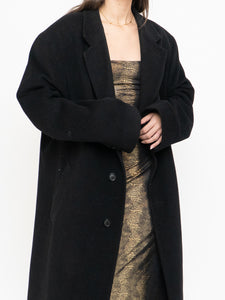 Vintage x Black Wool-Blend Long Blazer Coat (S-XL)