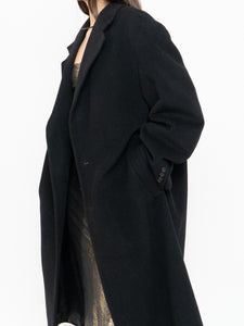 Vintage x Black Wool-Blend Long Blazer Coat (S-XL)