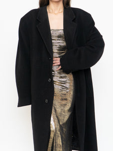 Vintage x Black Wool-Blend Long Blazer Coat (S-XL)
