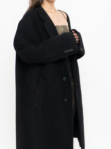 Vintage x Black Wool-Blend Long Blazer Coat (S-XL)