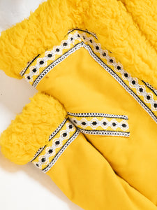 Vintage x Bright Yellow Patterned Fleece Coat (XXS-S)