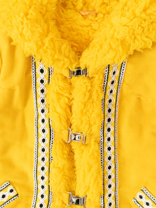 Vintage x Bright Yellow Patterned Fleece Coat (XXS-S)