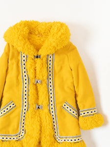 Vintage x Bright Yellow Patterned Fleece Coat (XXS-S)