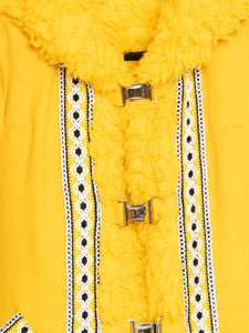 Vintage x Bright Yellow Patterned Fleece Coat (XXS-S)