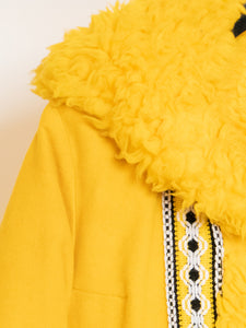 Vintage x Bright Yellow Patterned Fleece Coat (XXS-S)
