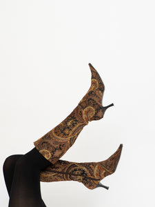 Vintage x Velvet Paisley Boot (8-9)