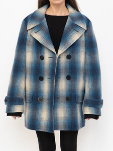 RALPH LAUREN POLO x Blue Plaid Wool-Blend Coat (XS-L)