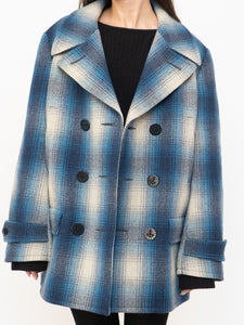 RALPH LAUREN POLO x Blue Plaid Wool-Blend Coat (XS-L)