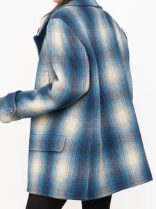 RALPH LAUREN POLO x Blue Plaid Wool-Blend Coat (XS-L)