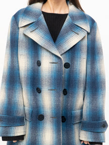 RALPH LAUREN POLO x Blue Plaid Wool-Blend Coat (XS-L)