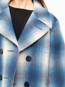 RALPH LAUREN POLO x Blue Plaid Wool-Blend Coat (XS-L)