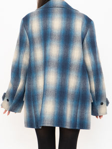 RALPH LAUREN POLO x Blue Plaid Wool-Blend Coat (XS-L)