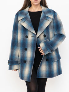 RALPH LAUREN POLO x Blue Plaid Wool-Blend Coat (XS-L)
