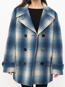 RALPH LAUREN POLO x Blue Plaid Wool-Blend Coat (XS-L)