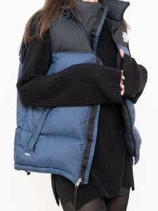 THE NORTH FACE x Blue, Black Nuptse 700 Puffer Vest (Mens S)