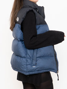 THE NORTH FACE x Blue, Black Nuptse 700 Puffer Vest (Mens S)