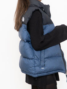 THE NORTH FACE x Blue, Black Nuptse 700 Puffer Vest (Mens S)
