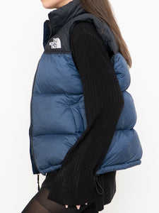 THE NORTH FACE x Blue, Black Nuptse 700 Puffer Vest (Mens S)
