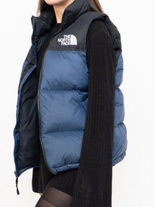 THE NORTH FACE x Blue, Black Nuptse 700 Puffer Vest (Mens S)