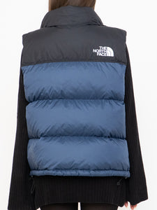 THE NORTH FACE x Blue, Black Nuptse 700 Puffer Vest (Mens S)
