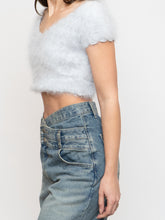 Load image into Gallery viewer, Vintage x Handmade Pale Blue Angora Knit Cropped Sweater (XS, S)