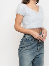 Load image into Gallery viewer, Vintage x Handmade Pale Blue Angora Knit Cropped Sweater (XS, S)