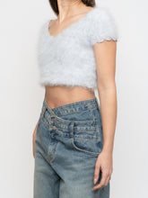 Load image into Gallery viewer, Vintage x Handmade Pale Blue Angora Knit Cropped Sweater (XS, S)