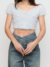Load image into Gallery viewer, Vintage x Handmade Pale Blue Angora Knit Cropped Sweater (XS, S)