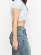 Load image into Gallery viewer, Vintage x Handmade Pale Blue Angora Knit Cropped Sweater (XS, S)