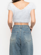 Load image into Gallery viewer, Vintage x Handmade Pale Blue Angora Knit Cropped Sweater (XS, S)