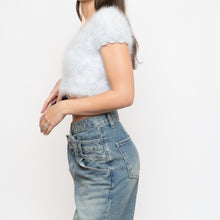 Load image into Gallery viewer, Vintage x Handmade Pale Blue Angora Knit Cropped Sweater (XS, S)