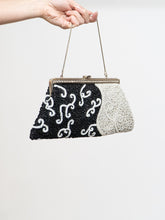 Load image into Gallery viewer, Vintage x Black, White Beaded Clutch