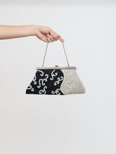 Load image into Gallery viewer, Vintage x Black, White Beaded Clutch