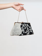 Load image into Gallery viewer, Vintage x Black, White Beaded Clutch