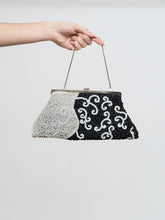 Load image into Gallery viewer, Vintage x Black, White Beaded Clutch