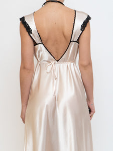 Vintage x Cream, Blak Satin & Lace Dress (S, M)
