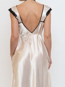 Vintage x Cream, Blak Satin & Lace Dress (S, M)