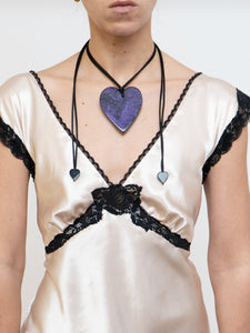 Vintage x Cream, Blak Satin & Lace Dress (S, M)