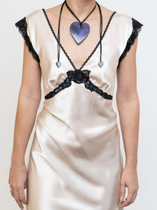 Vintage x Cream, Blak Satin & Lace Dress (S, M)
