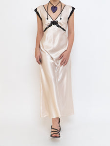 Vintage x Cream, Blak Satin & Lace Dress (S, M)