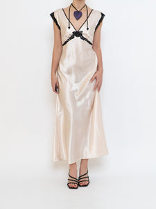 Vintage x Cream, Blak Satin & Lace Dress (S, M)