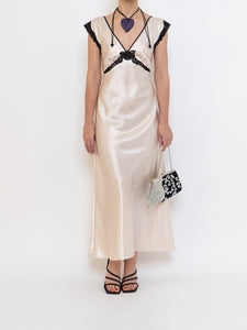 Vintage x Cream, Blak Satin & Lace Dress (S, M)